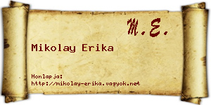 Mikolay Erika névjegykártya